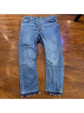 Levi's Women Wedgie Straight Fit High Rise Button Fly Jeans 32x28 Blue